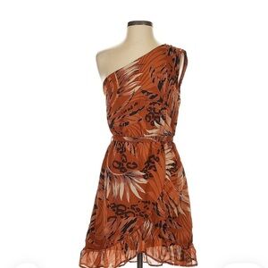 One Shoulder Animal Print Dress